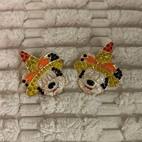 New Disney Earings Rhinestones Unique MINNIE MICKIE - Picture 2 of 3